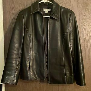 Womens black leather dress jacket